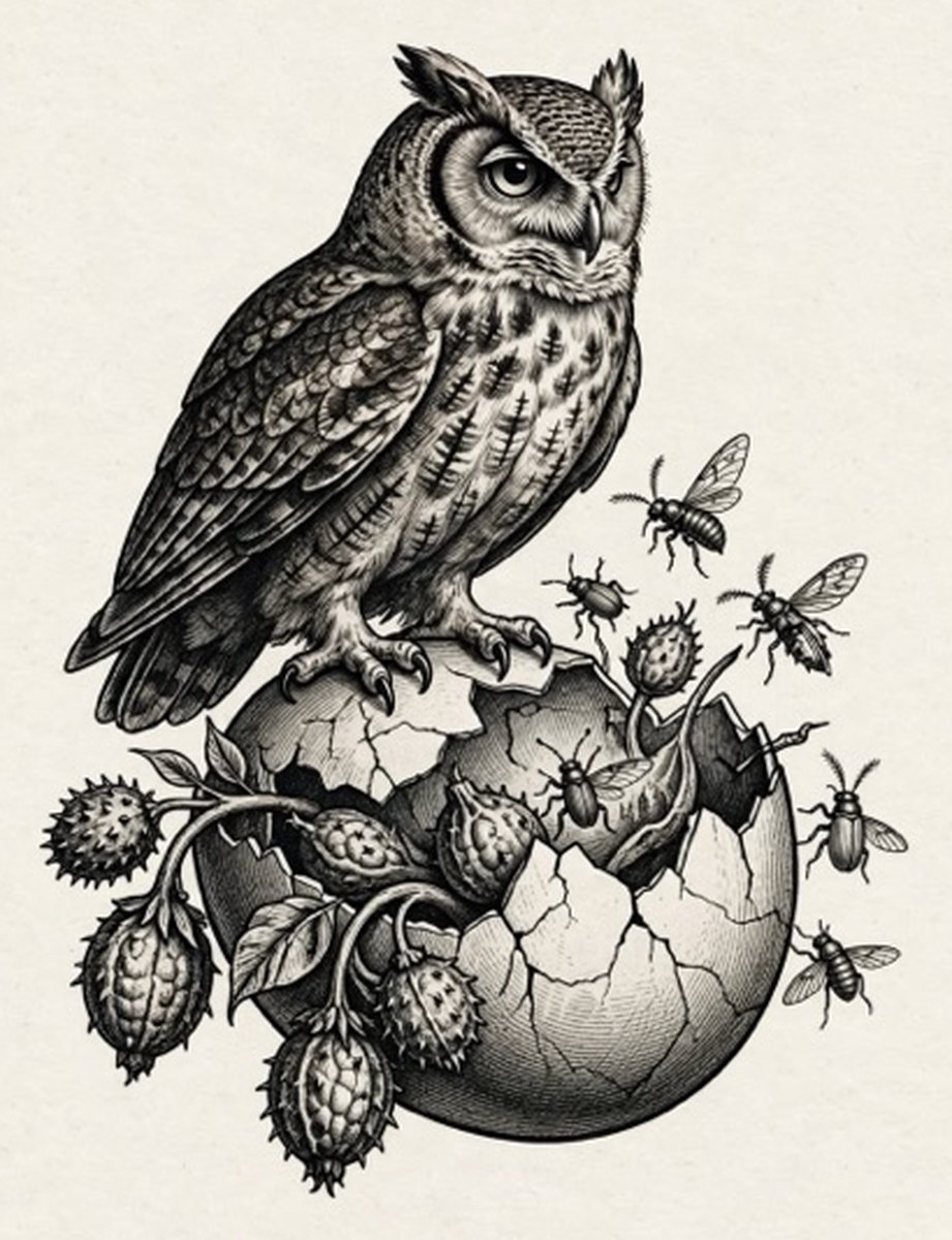 Eggshell Owl, after Bosch