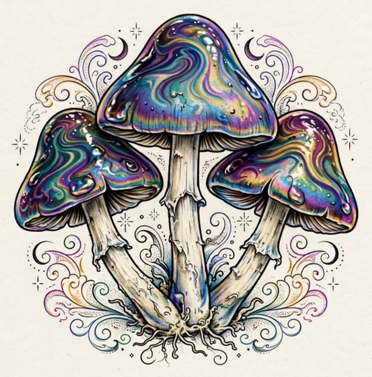Iridescent Mushroom Cluster